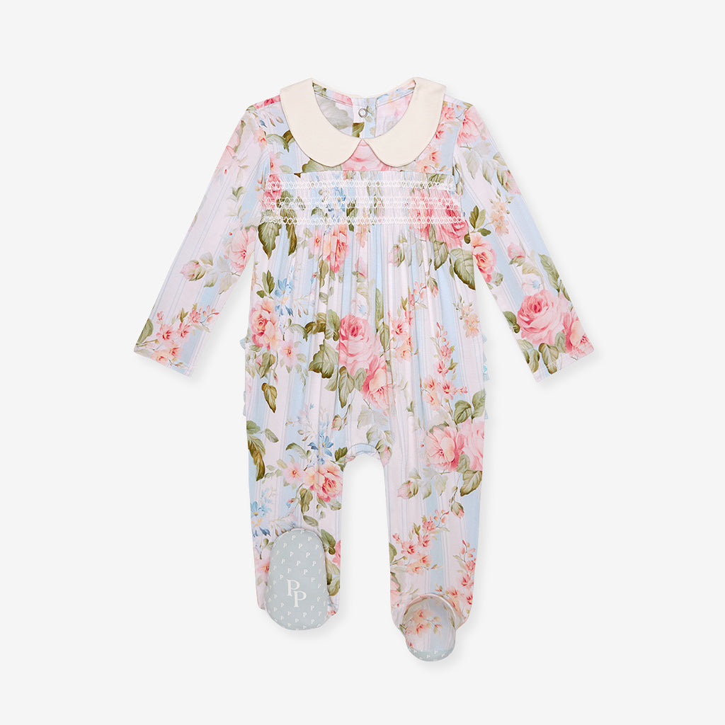 Leigh Footie Smocked Ruffled One Piece