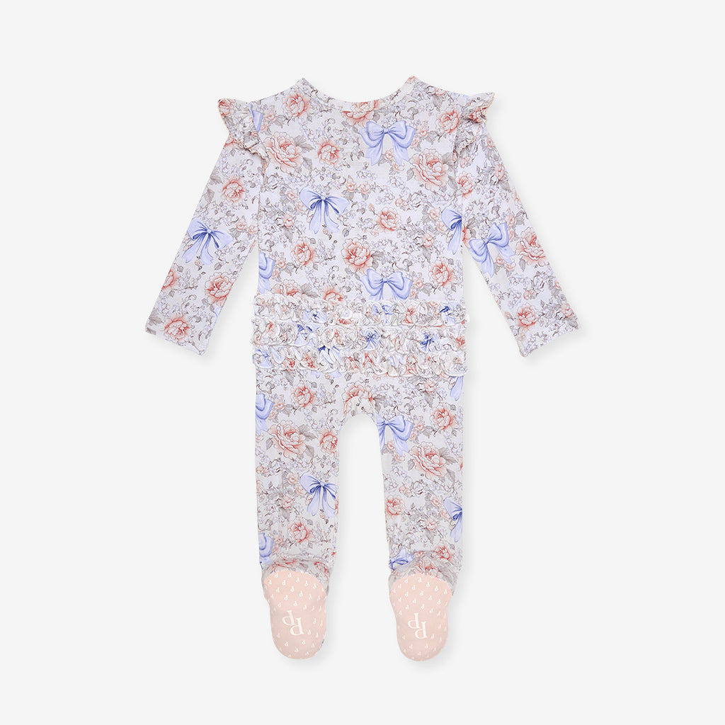 Agatha Picot Footie Ruffled Zippered One Piece