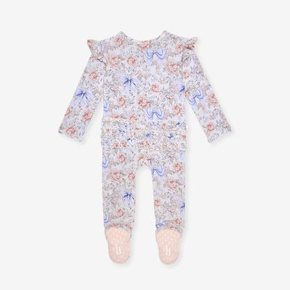 Agatha Picot Footie Ruffled Zippered One Piece