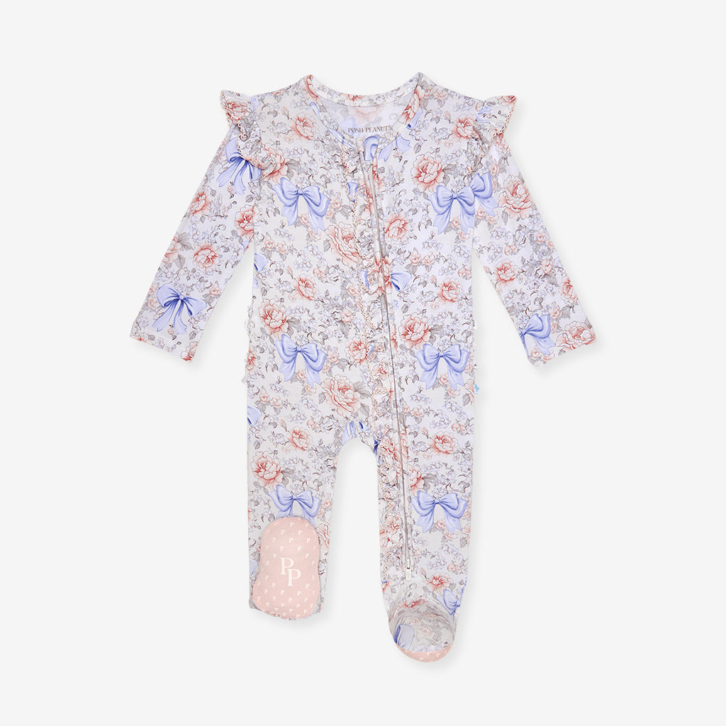 Agatha Picot Footie Ruffled Zippered One Piece