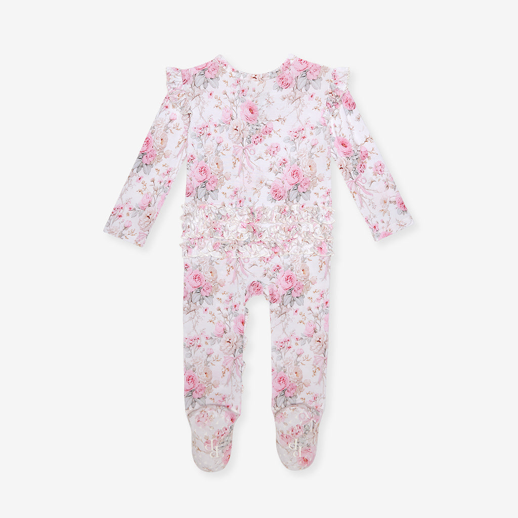 Roberta Picot Footie Ruffled Zippered One Piece