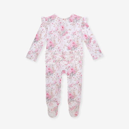 Roberta Picot Footie Ruffled Zippered One Piece