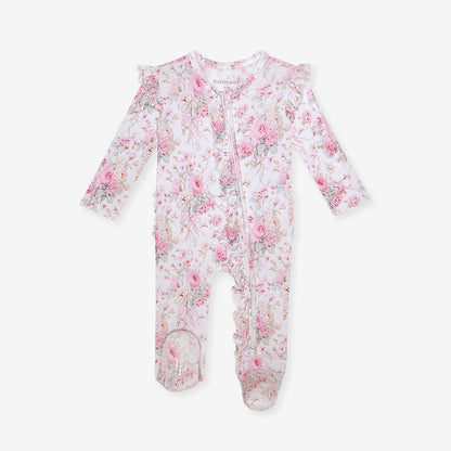 Roberta Picot Footie Ruffled Zippered One Piece