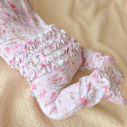 Roberta Picot Footie Ruffled Zippered One Piece