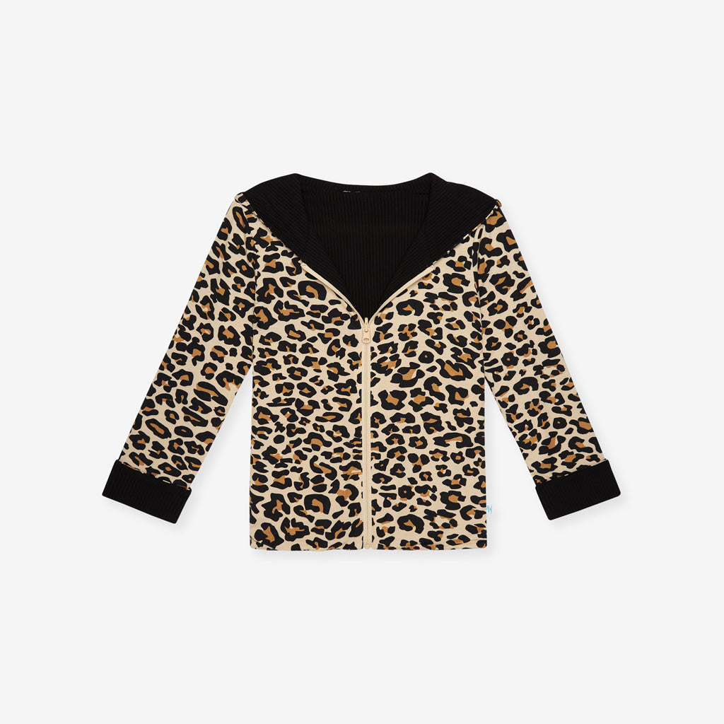Lana Leopard Tan Reversible Long Sleeve Jacket