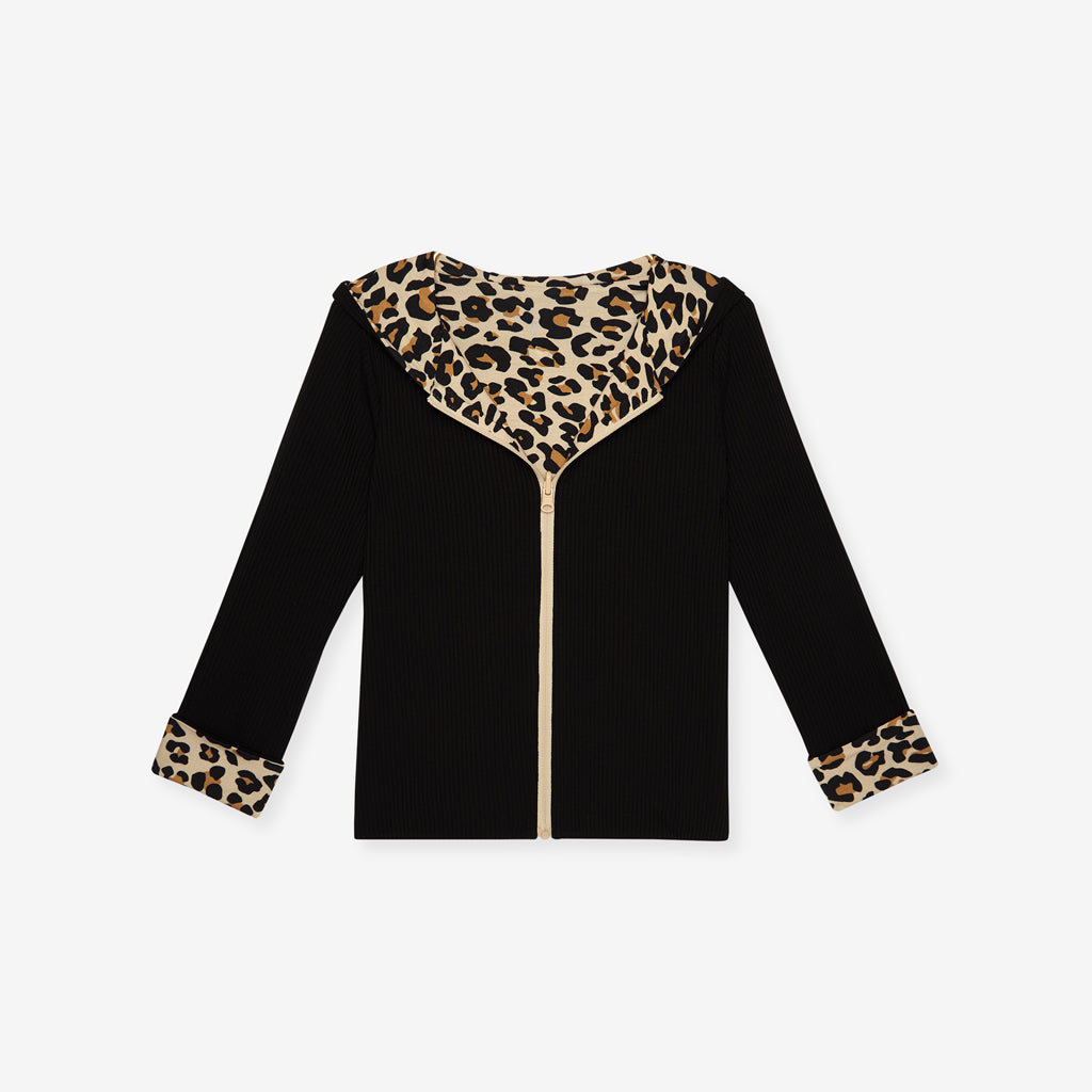 Lana Leopard Tan Reversible Long Sleeve Jacket