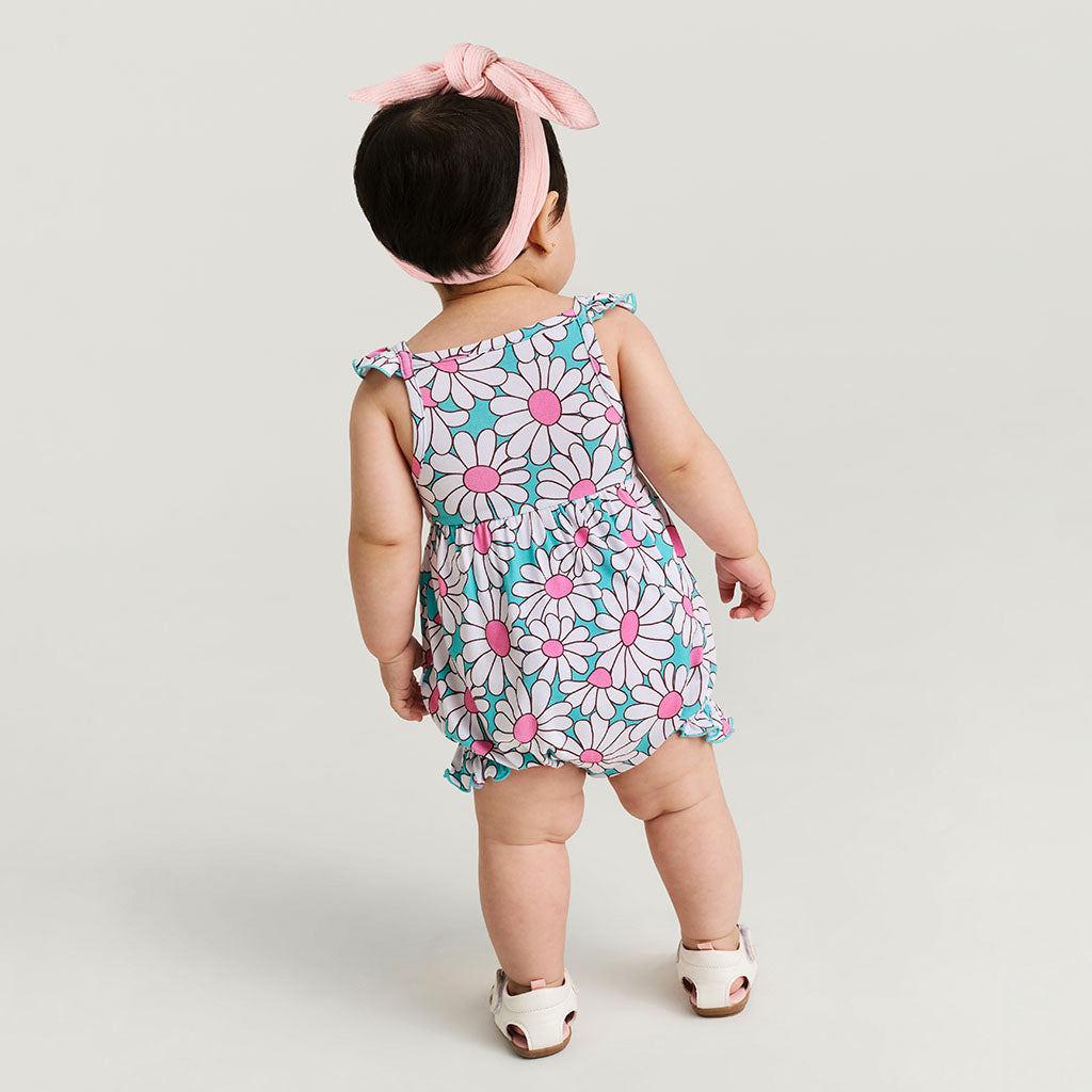 Retro Daisy Ruffled Cami Bubble Romper