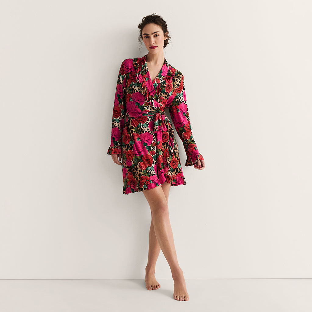 Wild Roses Women's Ruffled Luxe Robe