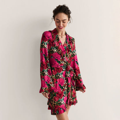 Wild Roses Women's Ruffled Luxe Robe