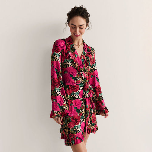 Wild Roses Women's Ruffled Luxe Robe