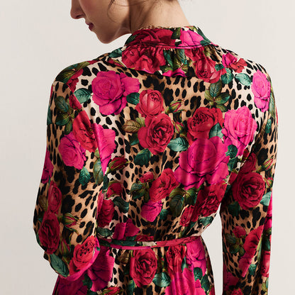 Wild Roses Women's Ruffled Luxe Robe
