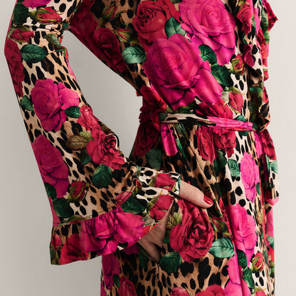 Wild Roses Women's Ruffled Luxe Robe