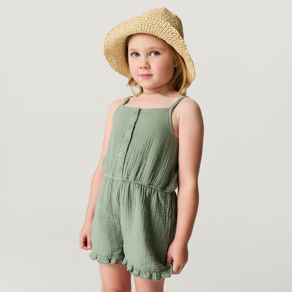 Soft Jade Cotton Crinkle Romper