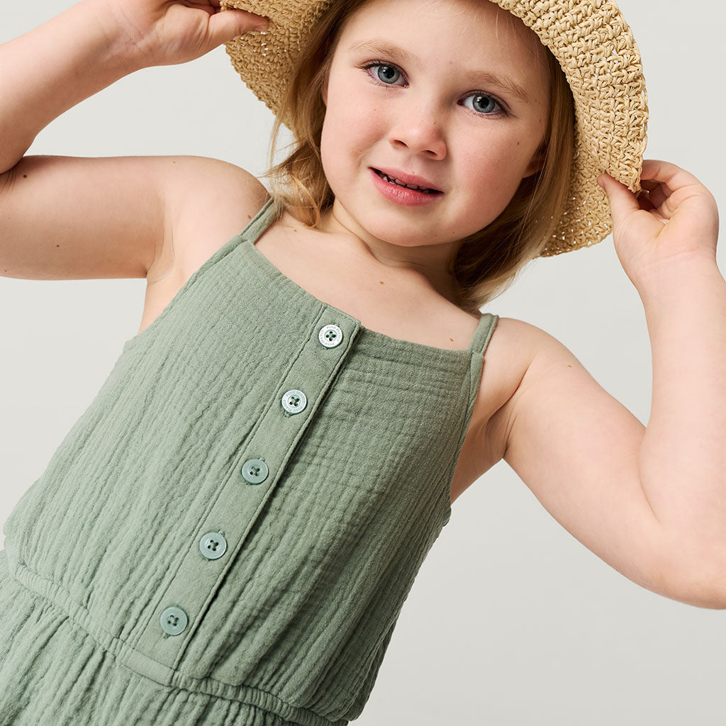 Soft Jade Cotton Crinkle Romper
