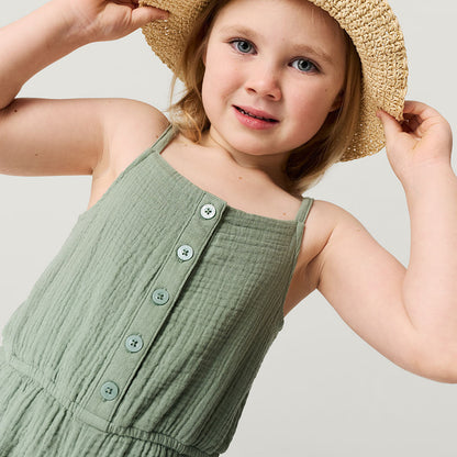 Soft Jade Cotton Crinkle Romper