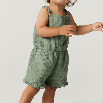 Soft Jade Cotton Crinkle Romper