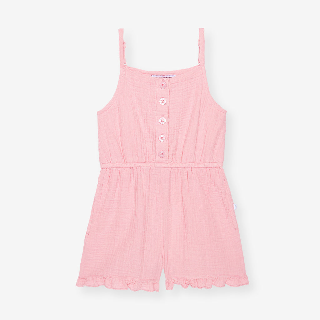 Happy Pink Cotton Crinkle Romper