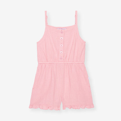 Happy Pink Cotton Crinkle Romper