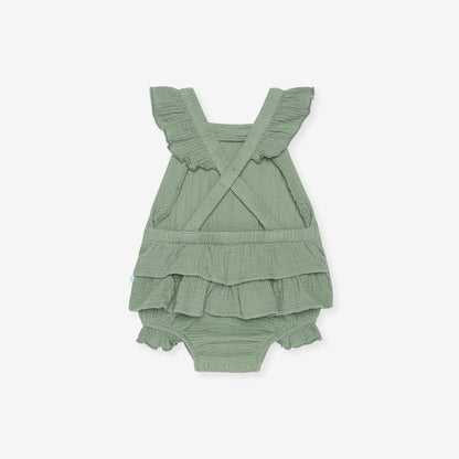 Soft Jade Cotton Crinkle Ruffled Romper