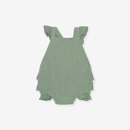 Soft Jade Cotton Crinkle Ruffled Romper
