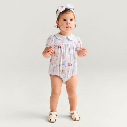 Oxford Peter Pan Collar Bubble Romper