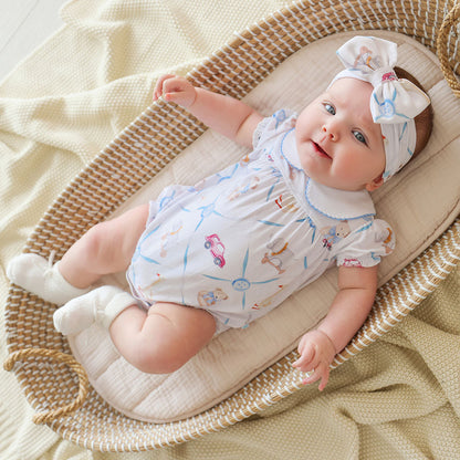 Oxford Peter Pan Collar Bubble Romper