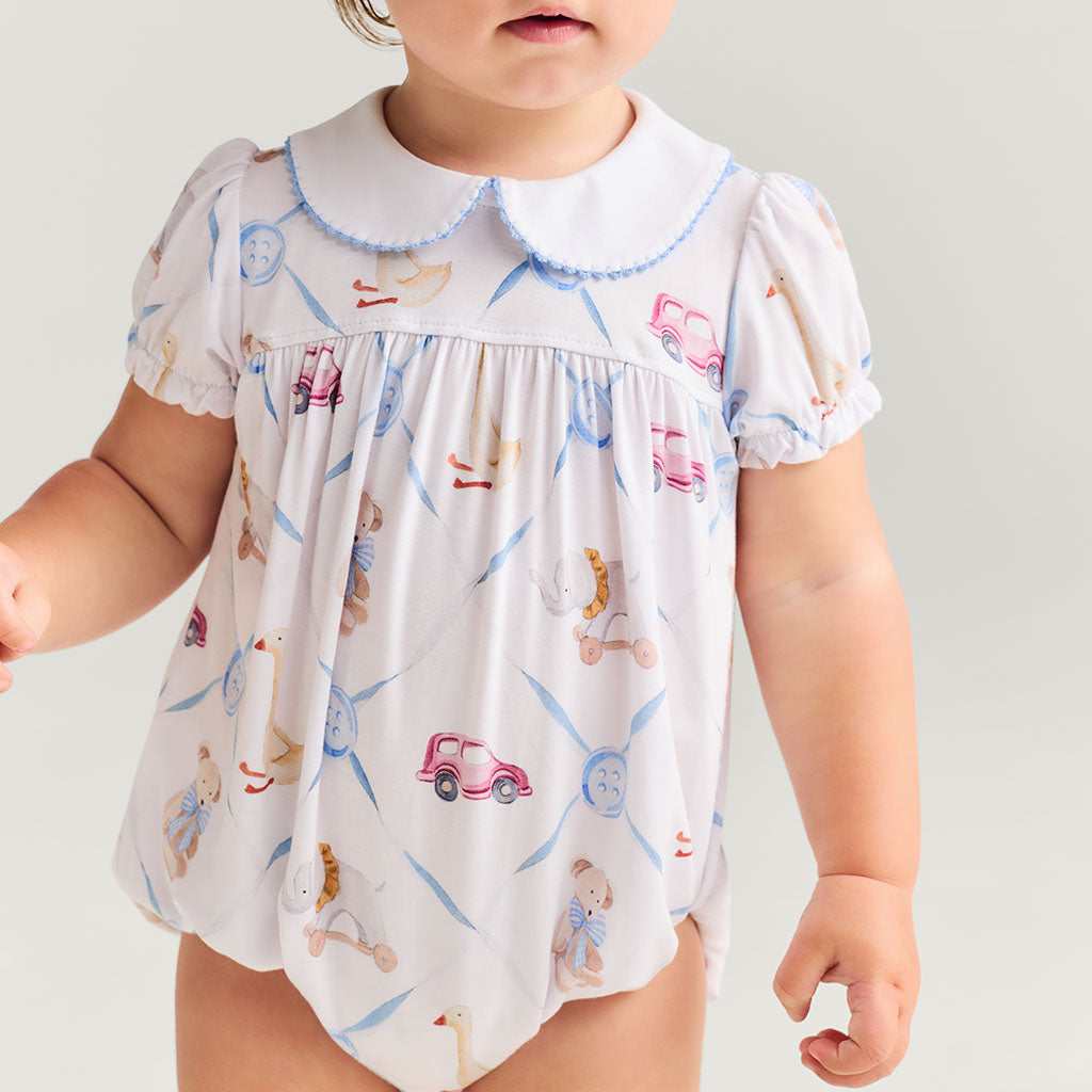 Oxford Peter Pan Collar Bubble Romper
