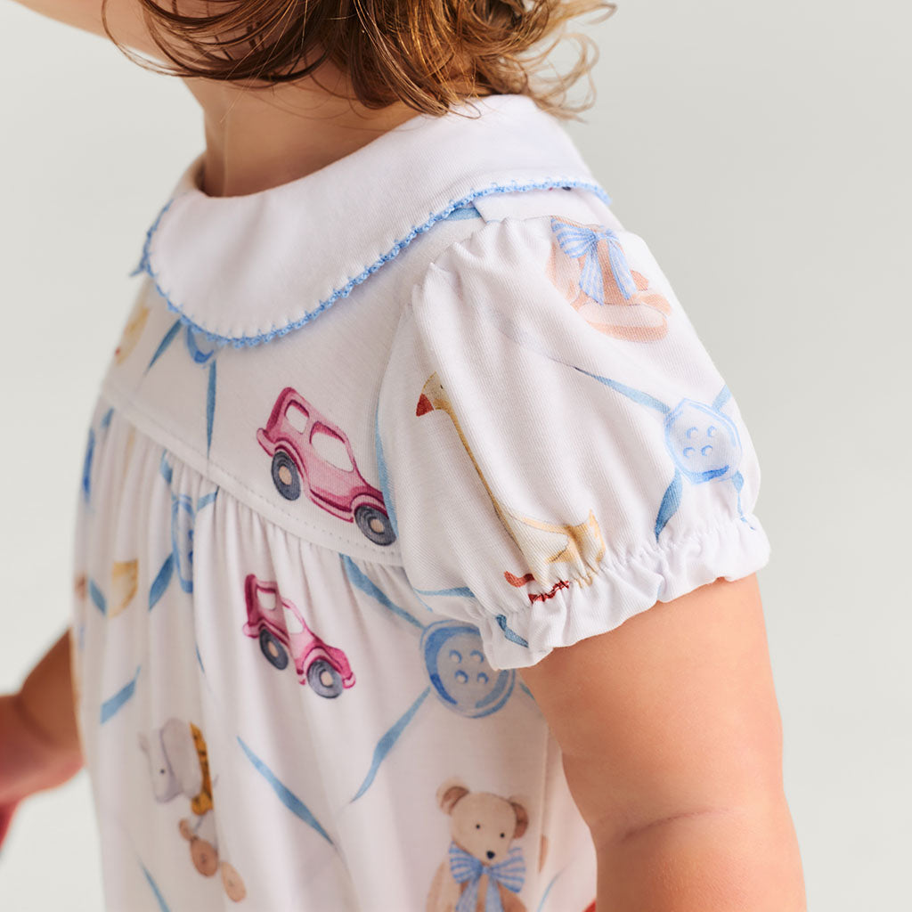 Oxford Peter Pan Collar Bubble Romper