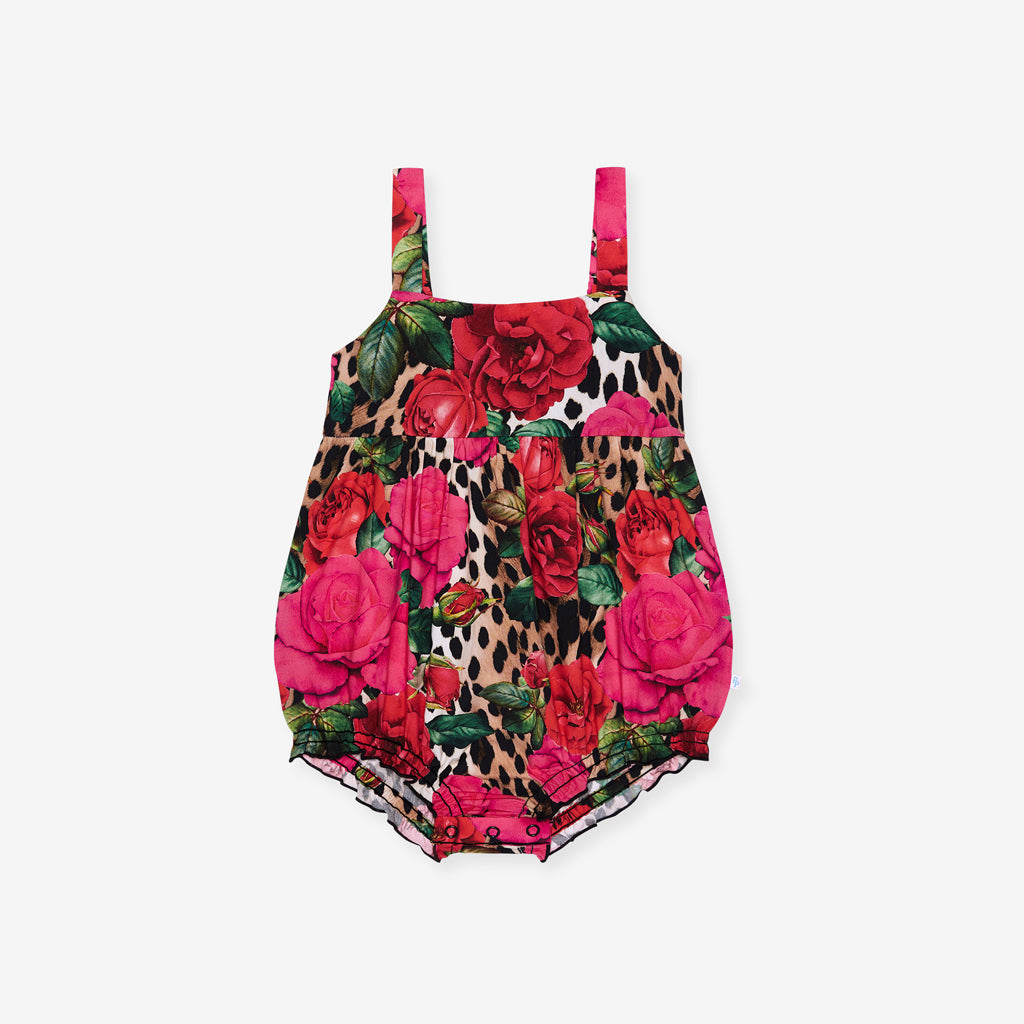 Wild Roses Bamboo Challis Tie Back Bubble Romper