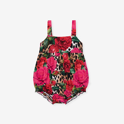 Wild Roses Bamboo Challis Tie Back Bubble Romper