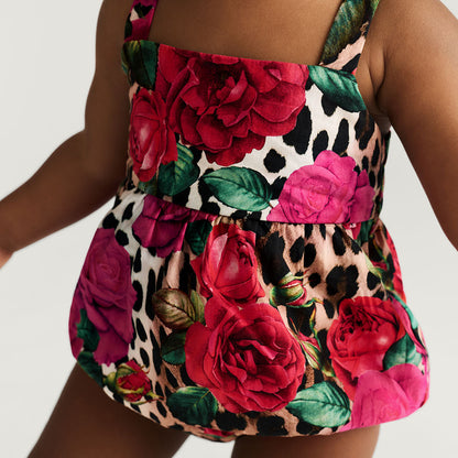 Wild Roses Bamboo Challis Tie Back Bubble Romper