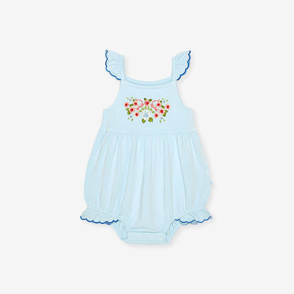 Blue Chiaro French Terry Scalloped Bubble Romper