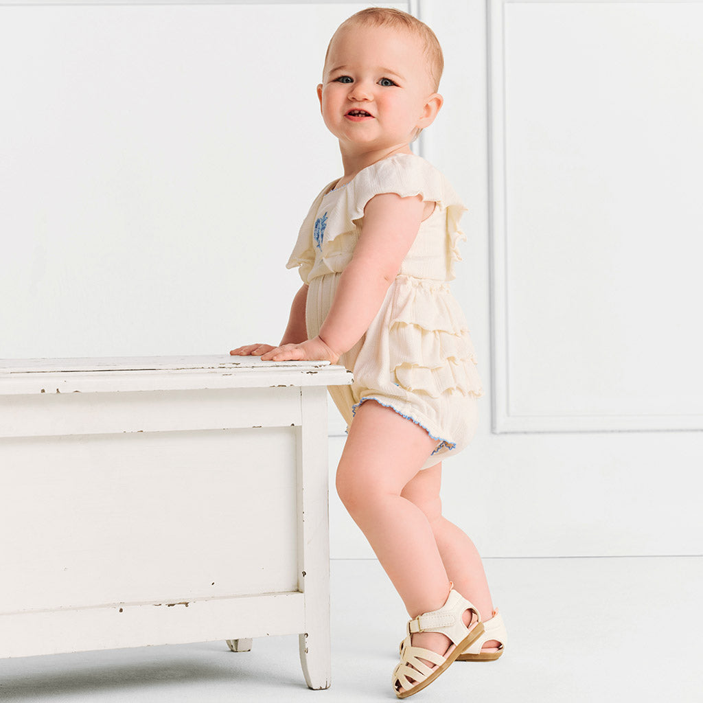 Ivory Hattie Ruffled Bubble Romper