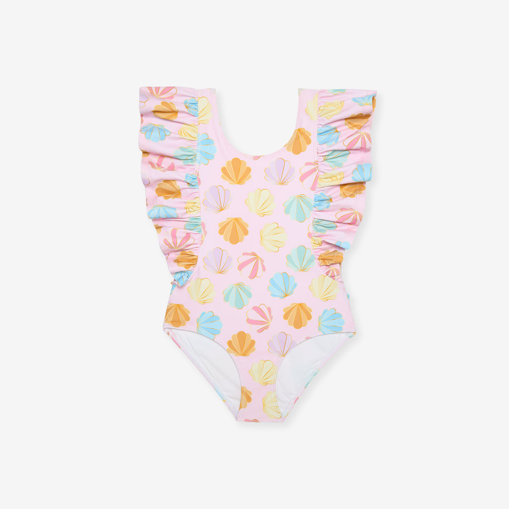 Shelly Pink Flutter Sleeve One Piece Swimsuit
