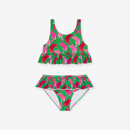 Le Tigre Green Ruffled Tankini Two Piece Swimsuit
