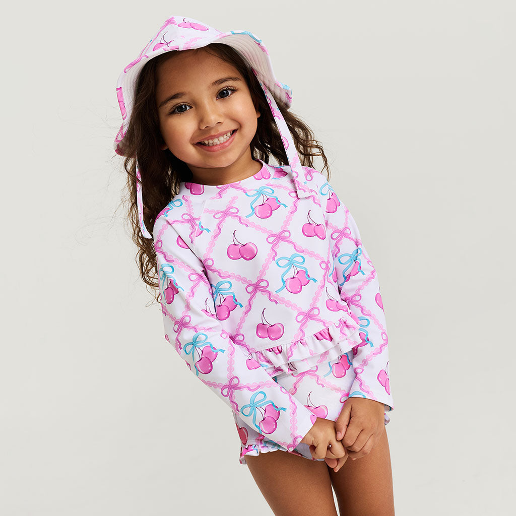 Amarena Long Sleeve Rash Guard Ruffled Bummie Set