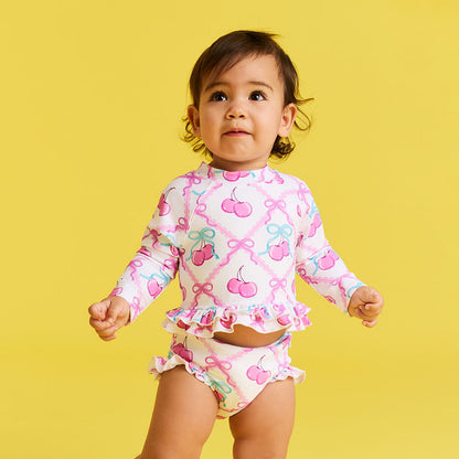 Amarena Long Sleeve Rash Guard Ruffled Bummie Set