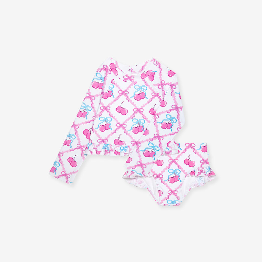 Amarena Long Sleeve Rash Guard Ruffled Bummie Set