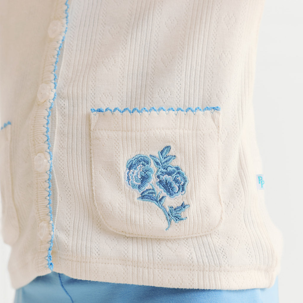 Ivory Hattie Pointelle Picot Cardigan