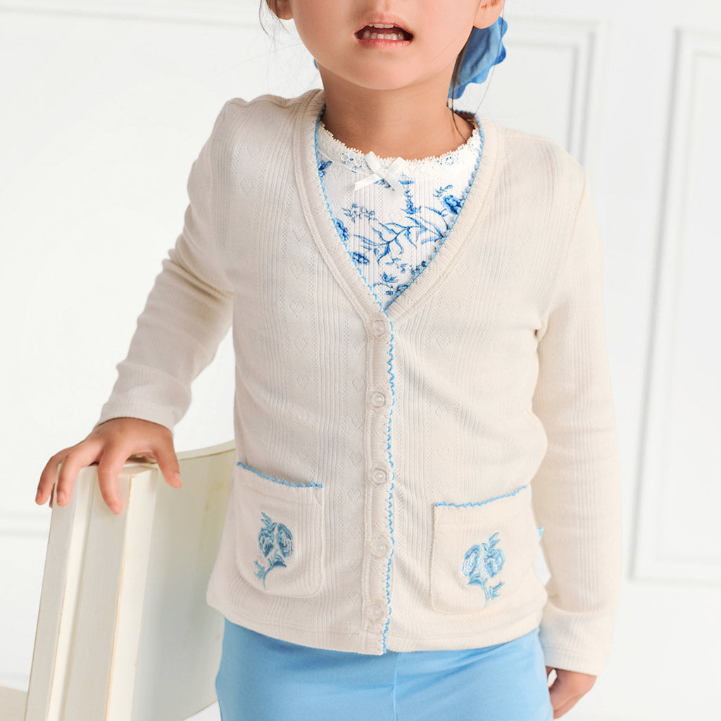 Ivory Hattie Pointelle Picot Cardigan