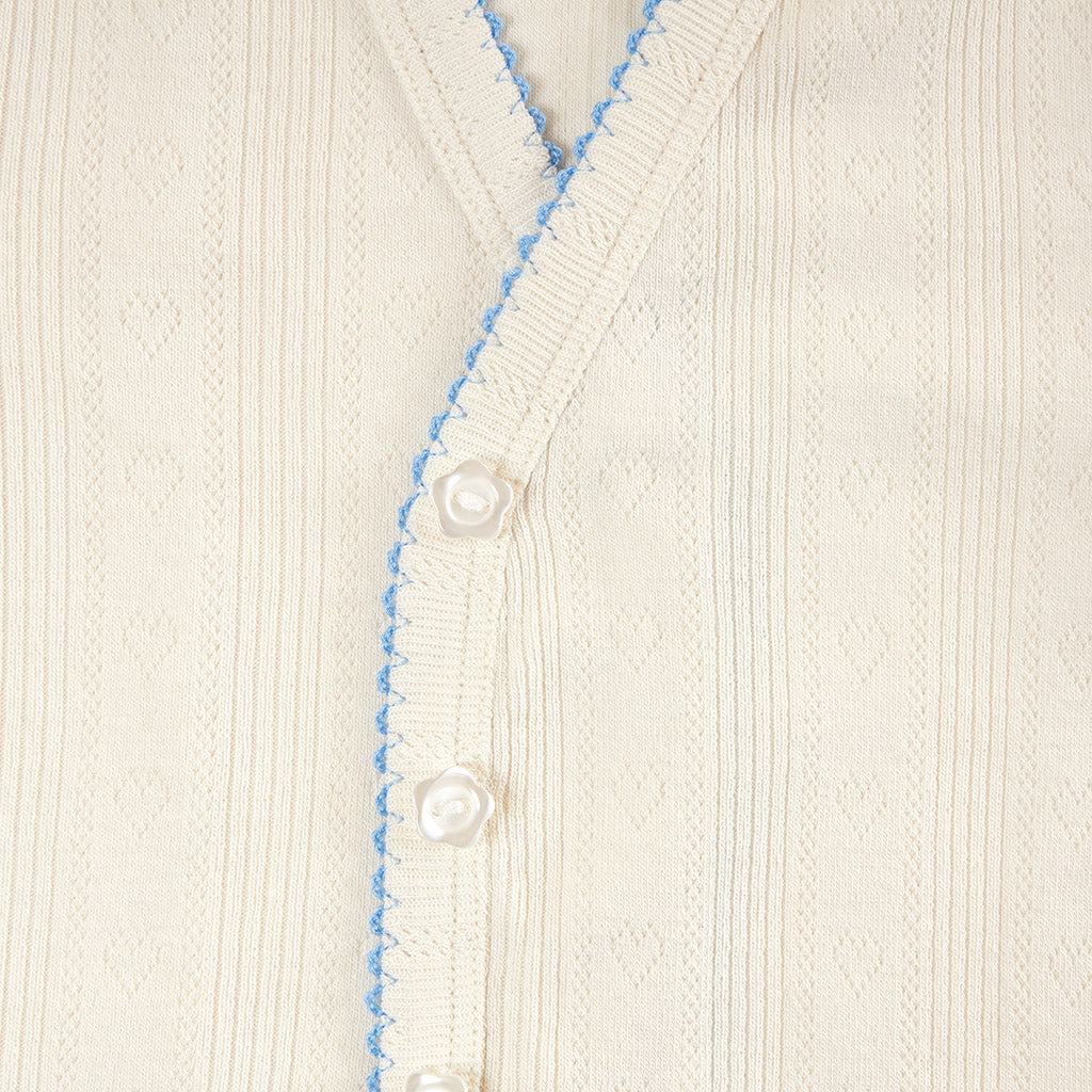 Ivory Hattie Pointelle Picot Cardigan