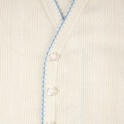 Ivory Hattie Pointelle Picot Cardigan