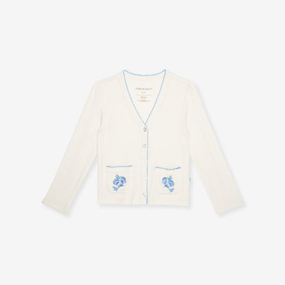 Ivory Hattie Pointelle Picot Cardigan