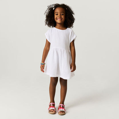 White Cotton Crinkle Dress
