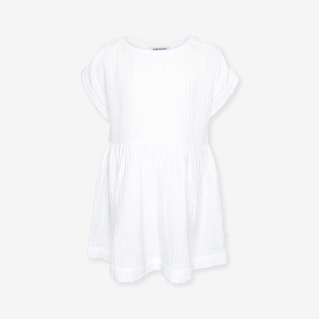 White Cotton Crinkle Dress