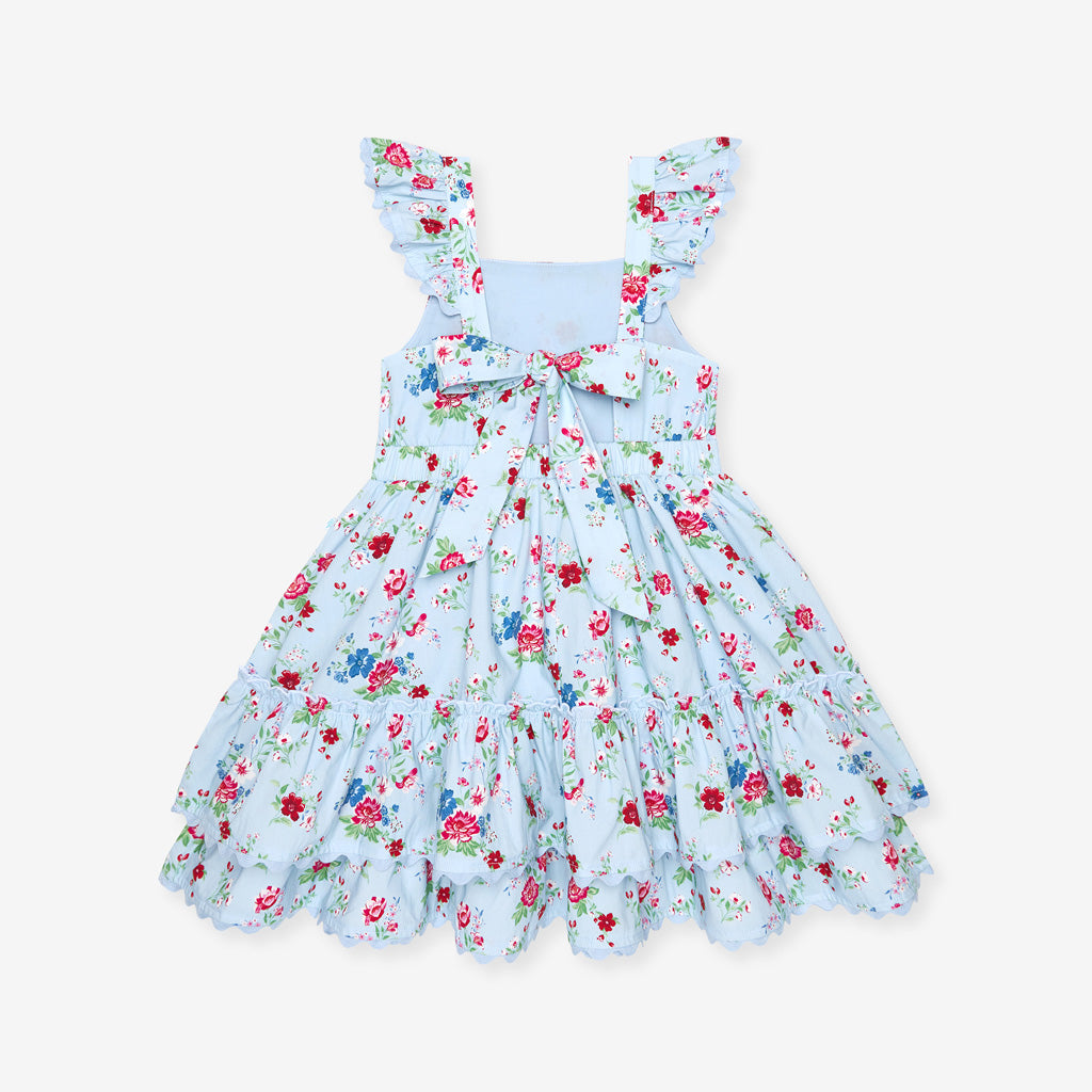 Jean Bamboo Challis Tie Back Tiered Dress