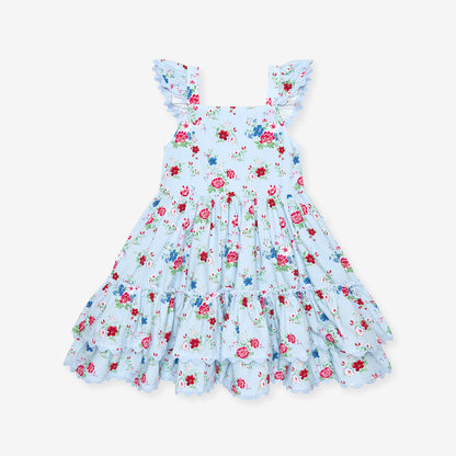 Jean Bamboo Challis Tie Back Tiered Dress