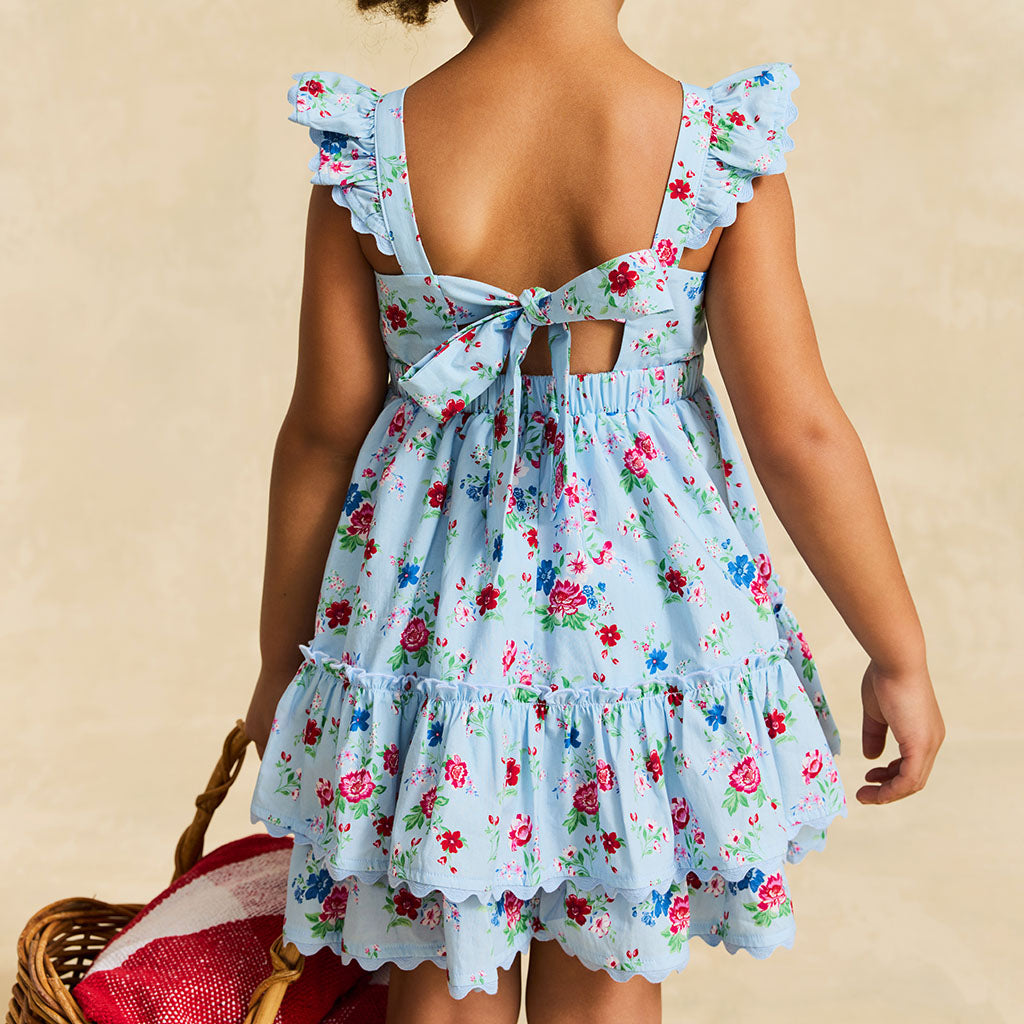 Jean Bamboo Challis Tie Back Tiered Dress