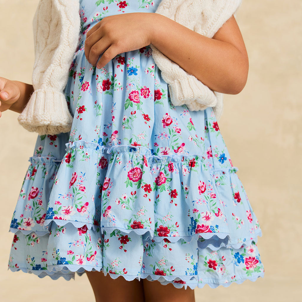 Jean Bamboo Challis Tie Back Tiered Dress