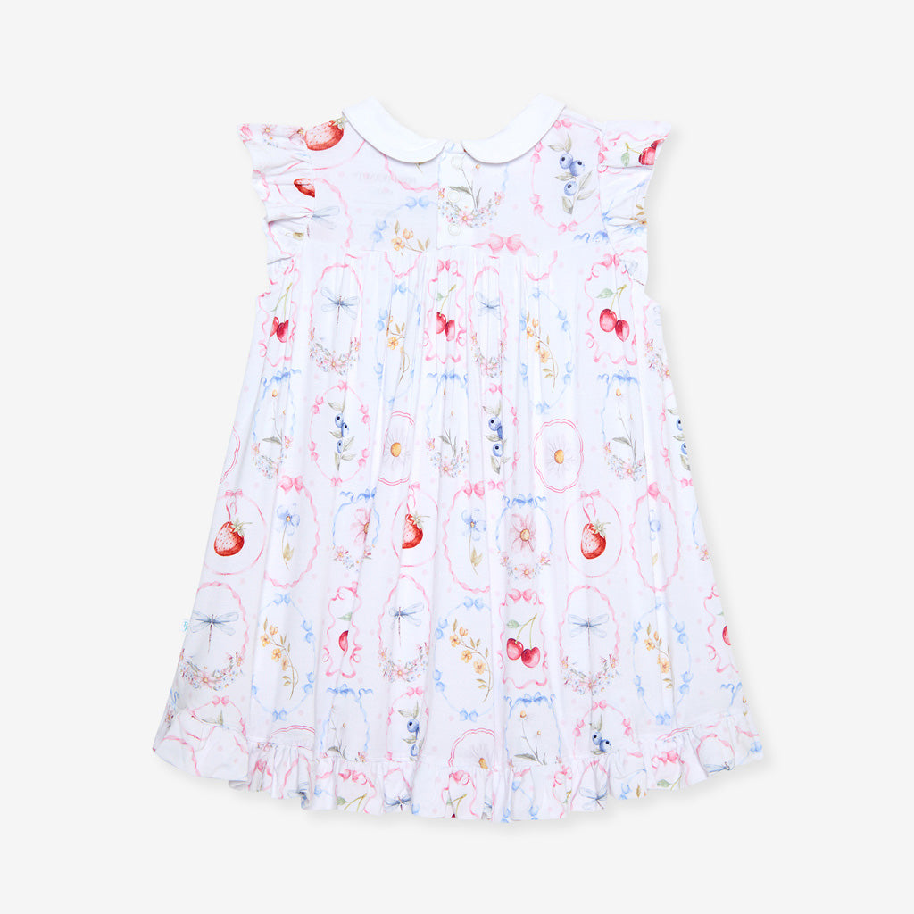 Caroline Collared Smocked Ruffled Dress